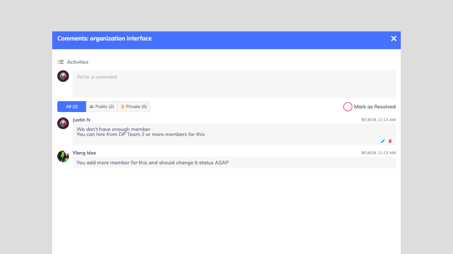 Collaboration on UpDiagram with Comment feature