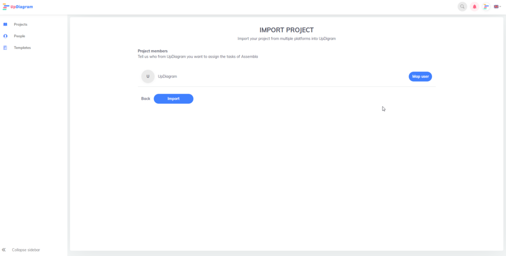 After import project's data into UpDiagram, you can invite member