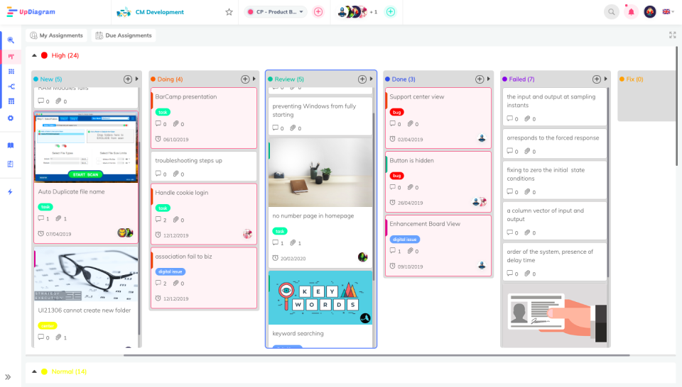  Kanban view in UpDiagram for project teams