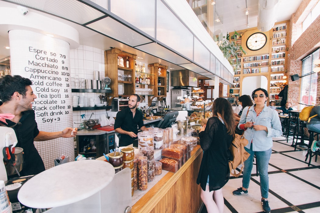 Image of the order counter of a coffee shop