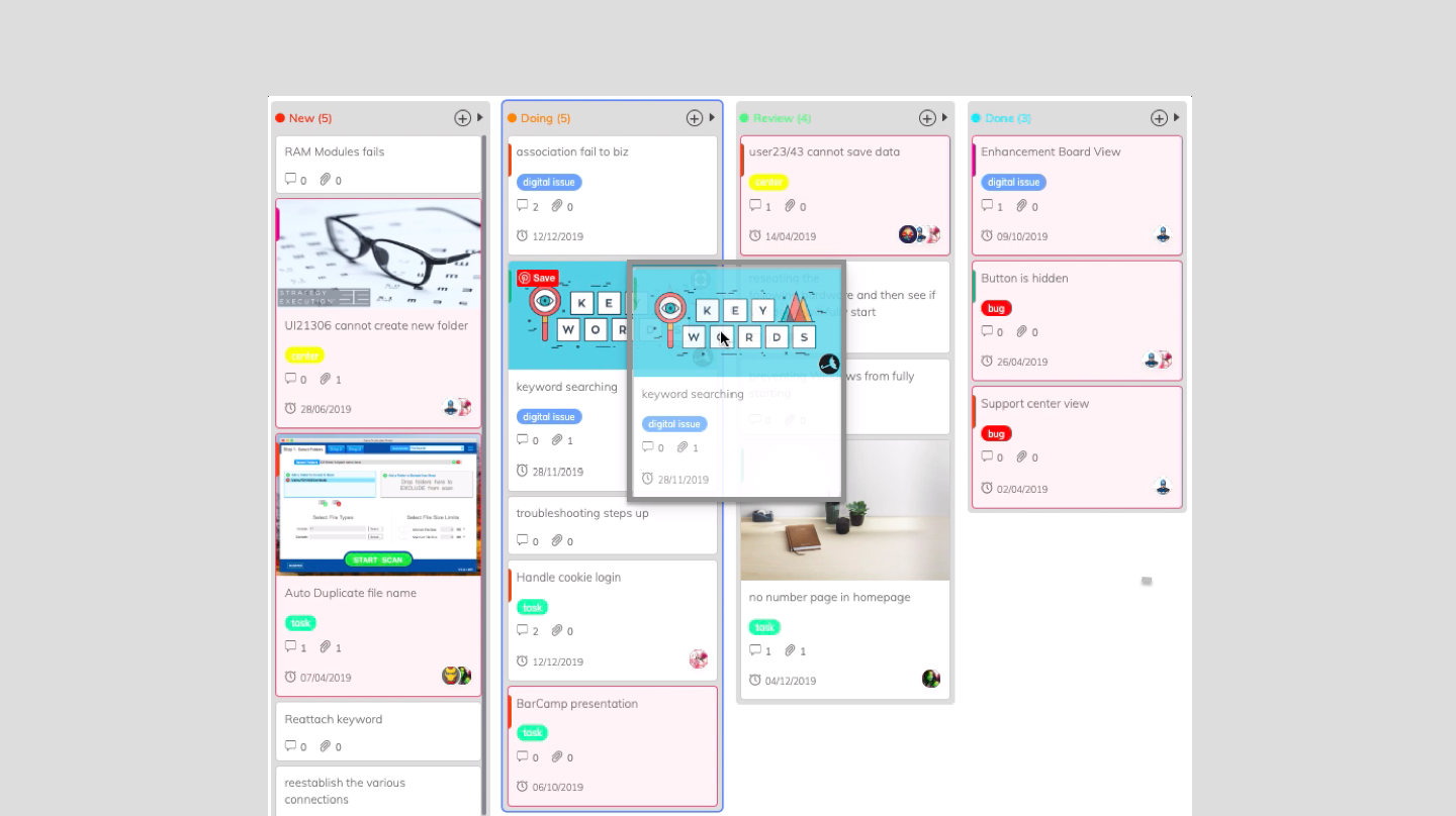 Kanban View of UpDiagram 