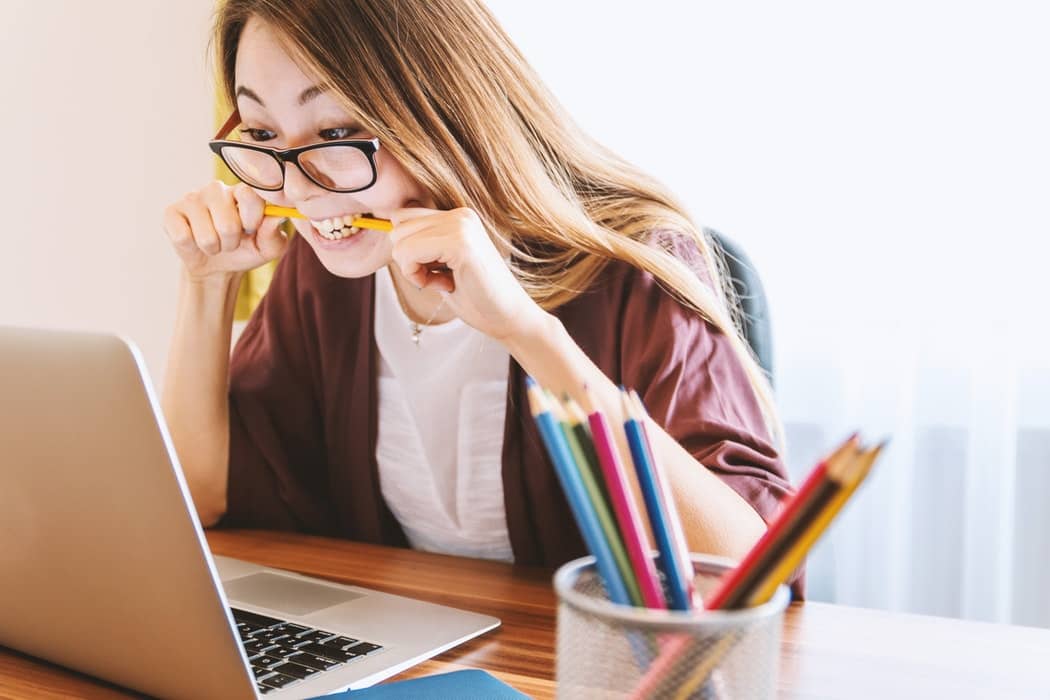 Girl working with laptop