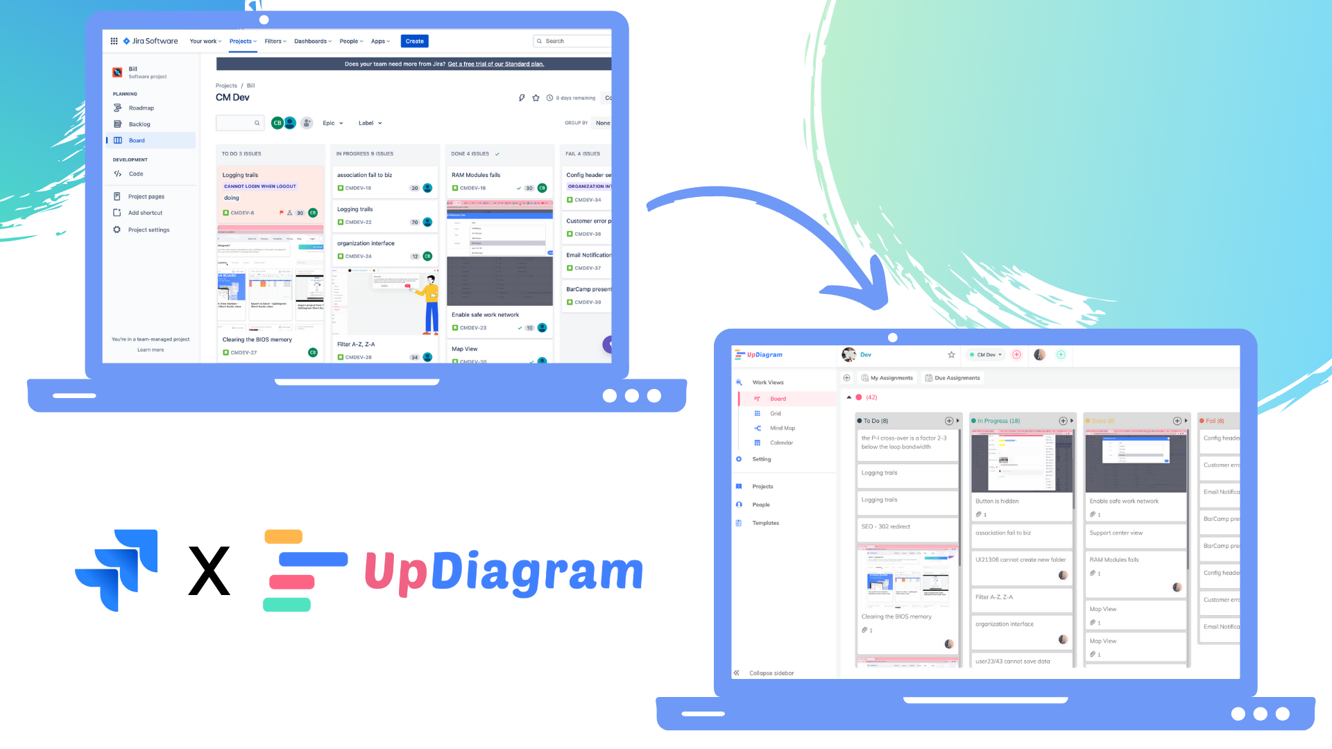 Import project data form Jira to UpDiagram