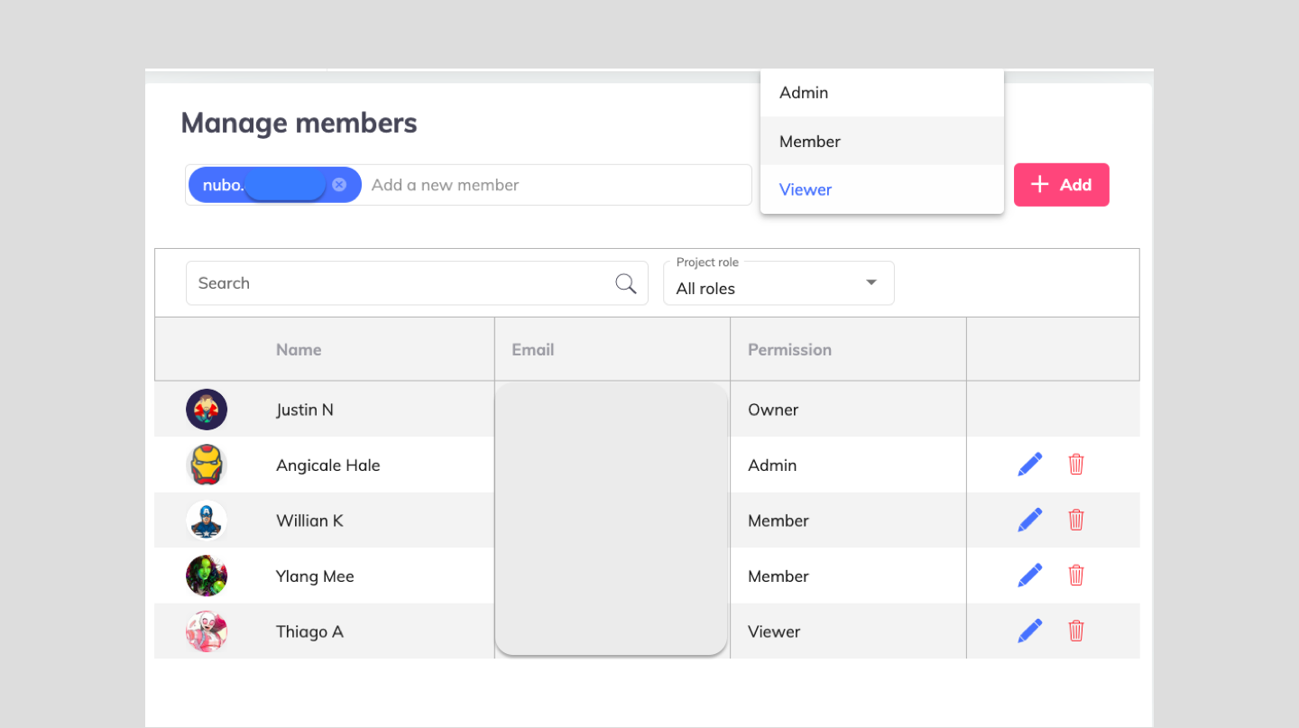 Add Members to Projects - UpDiagram