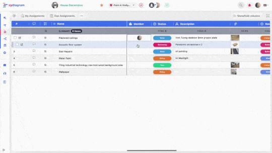 Assigned task management in UpDiagram 