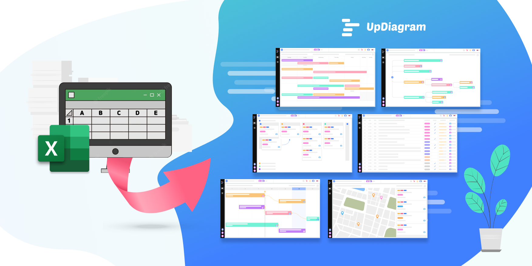 Import all data from Excel to UpDiagram -project management software