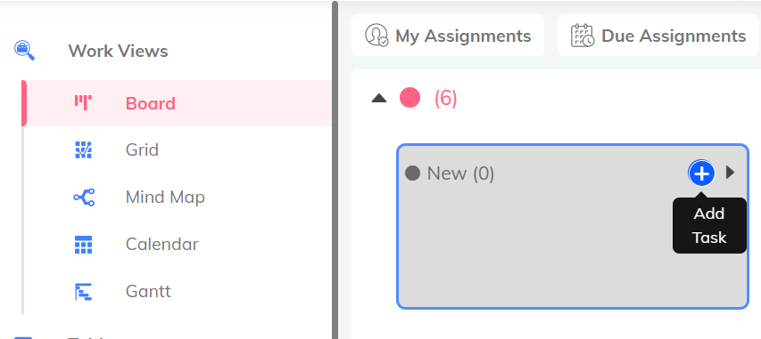 create tasks on board view