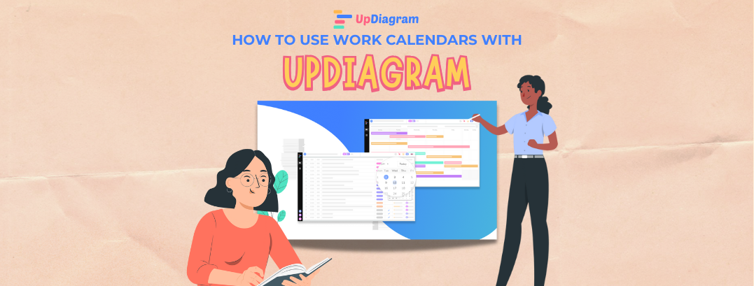 Visual guide on integrating work calendars with UpDiagram for efficient project management and scheduling.